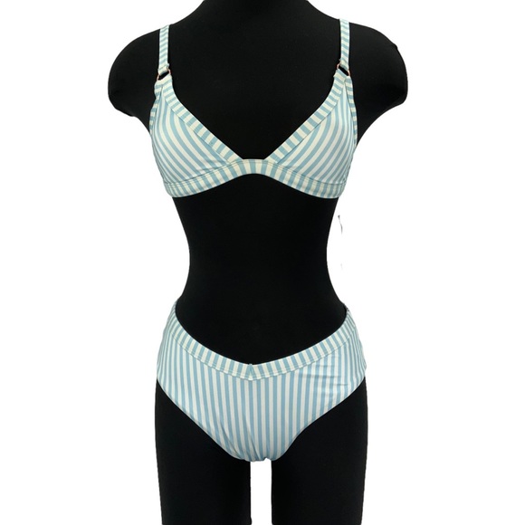 Pacsun L. A. Hearts Blue and White Stripped Bikini C1 - Picture 5 of 12